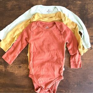The Honest Company: 3 Organic Cotton Long Sleeve Bodysuits, 6-9mos